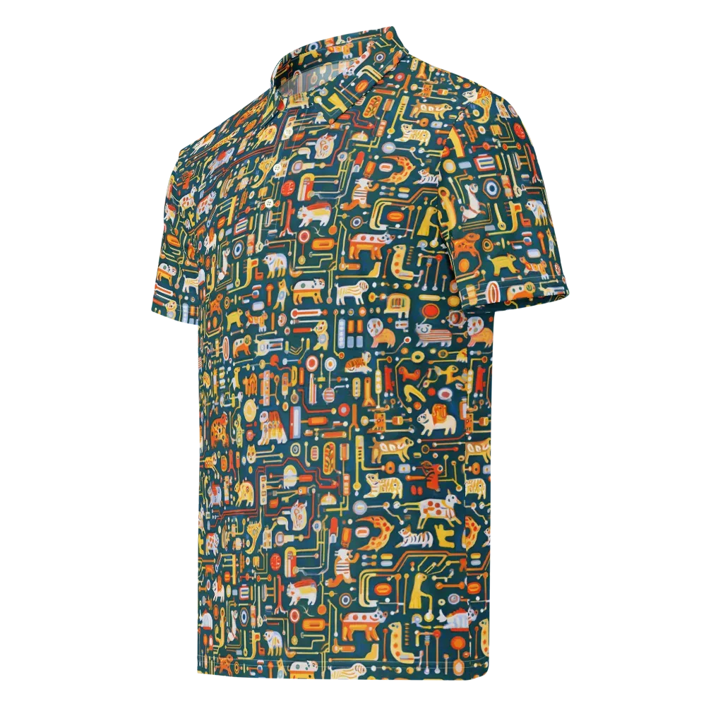 Circuit Critters on Men's Slim Fit Polo Shirt — Left Front