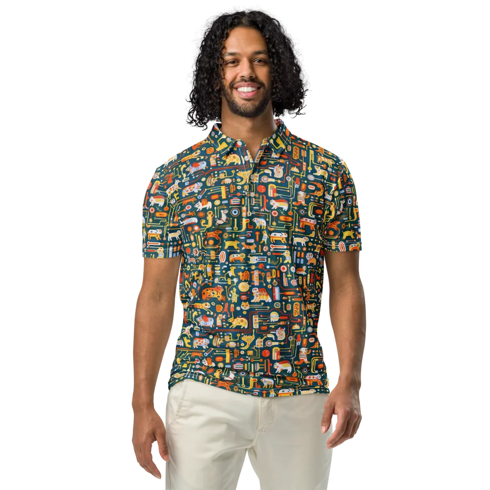 Circuit Critters on Men's Slim Fit Polo Shirt — Front