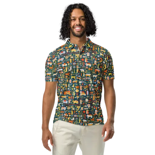 Circuit Critters on a Men's Slim Fit Polo Shirt