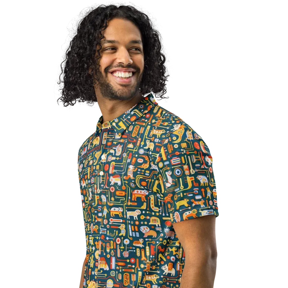 Circuit Critters on Men's Slim Fit Polo Shirt — Left Front