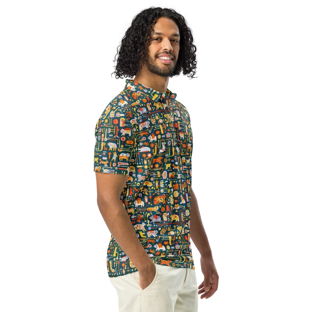 Circuit Critters on Men's Slim Fit Polo Shirt — Right Front