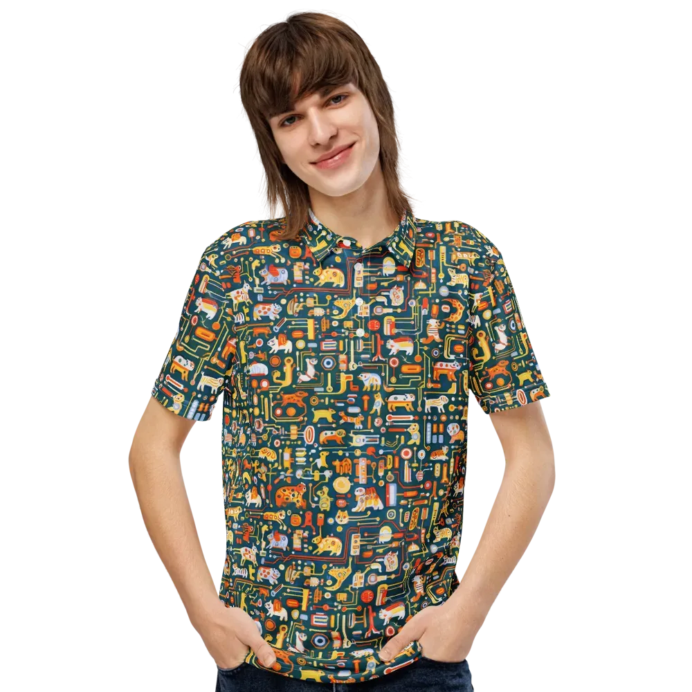 Circuit Critters on Men's Slim Fit Polo Shirt — Front