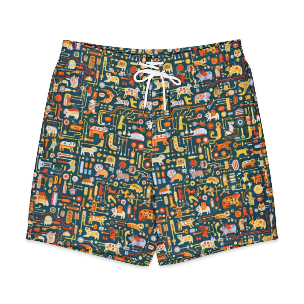 Circuit Critters on Men's Board Shorts — Front