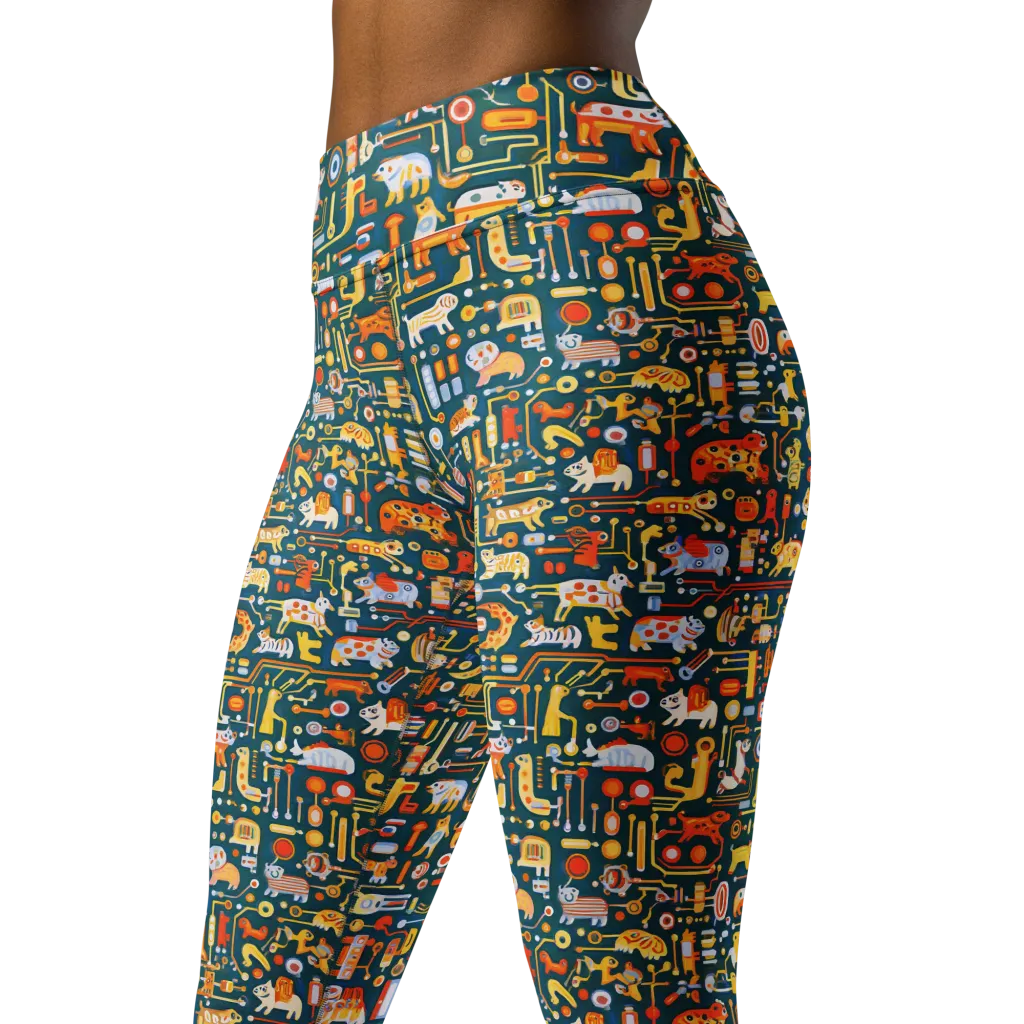 Circuit Critters on Yoga Leggings — Left Front