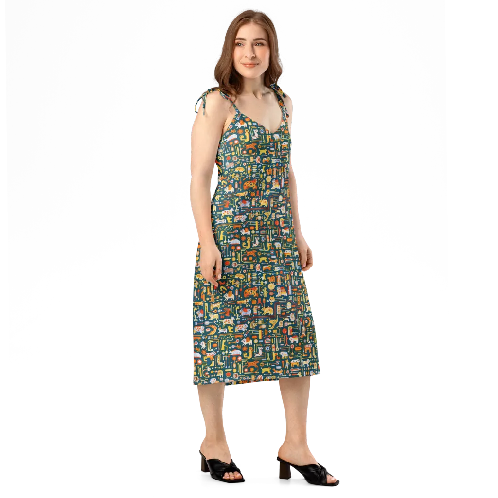 Circuit Critters on Slip Dress — Right Front