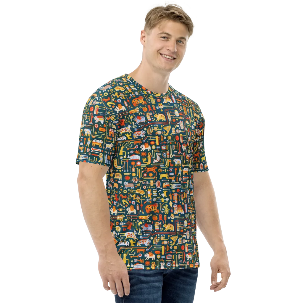 Circuit Critters on Men's Crew Neck T-Shirt — Right