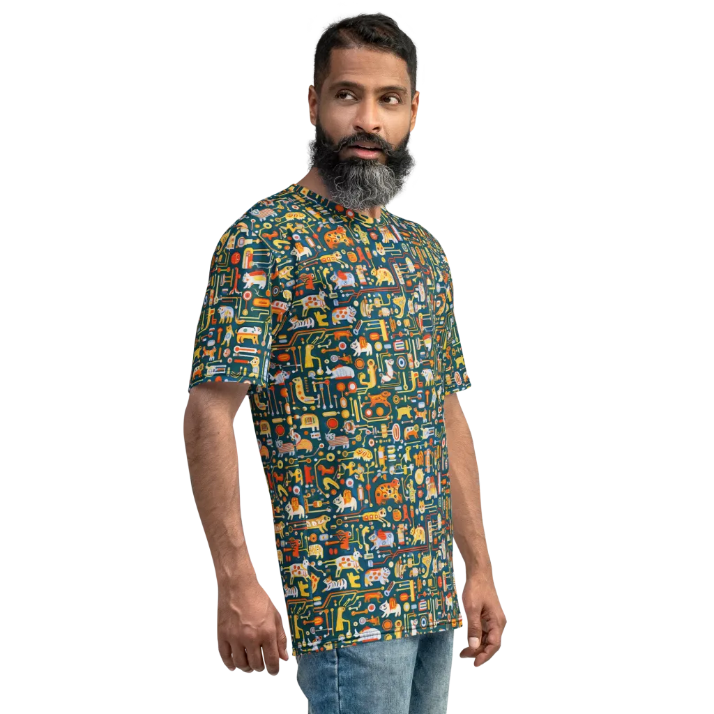 Circuit Critters on Men's Crew Neck T-Shirt — Right