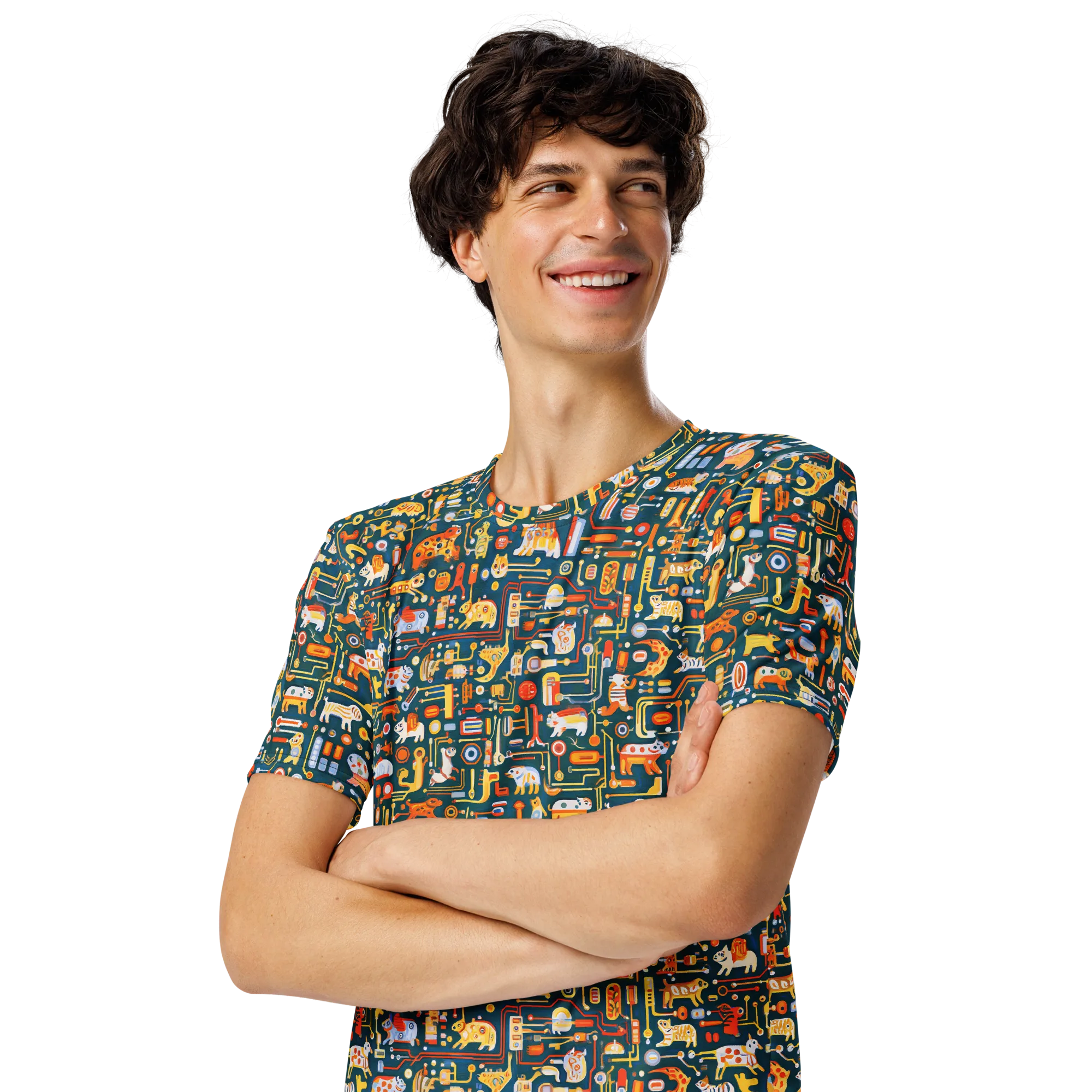 Circuit Critters on Men's Crew Neck T-Shirt — Left Front