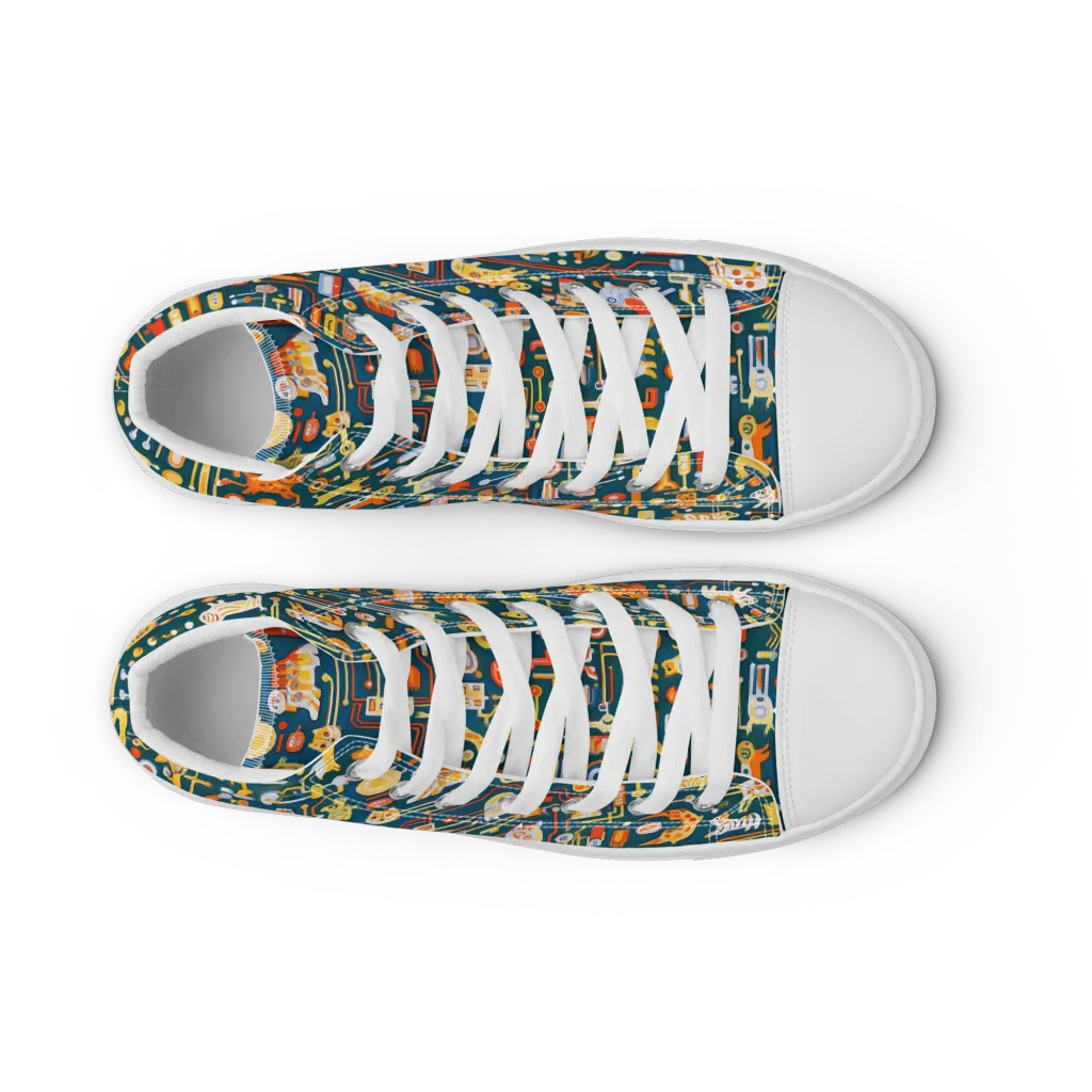 Circuit Critters on Men's High Top Canvas Shoes — Front