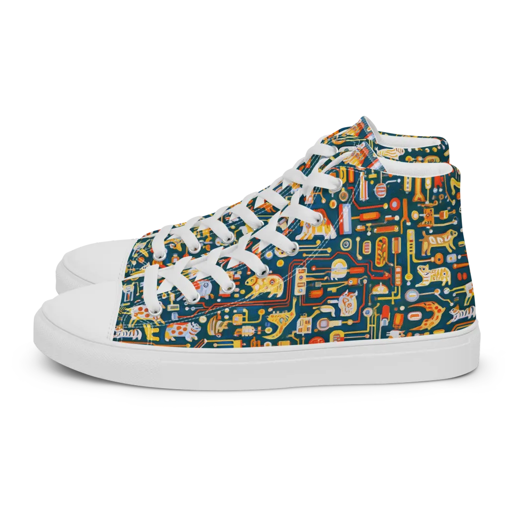 Circuit Critters on Men's High Top Canvas Shoes — Left