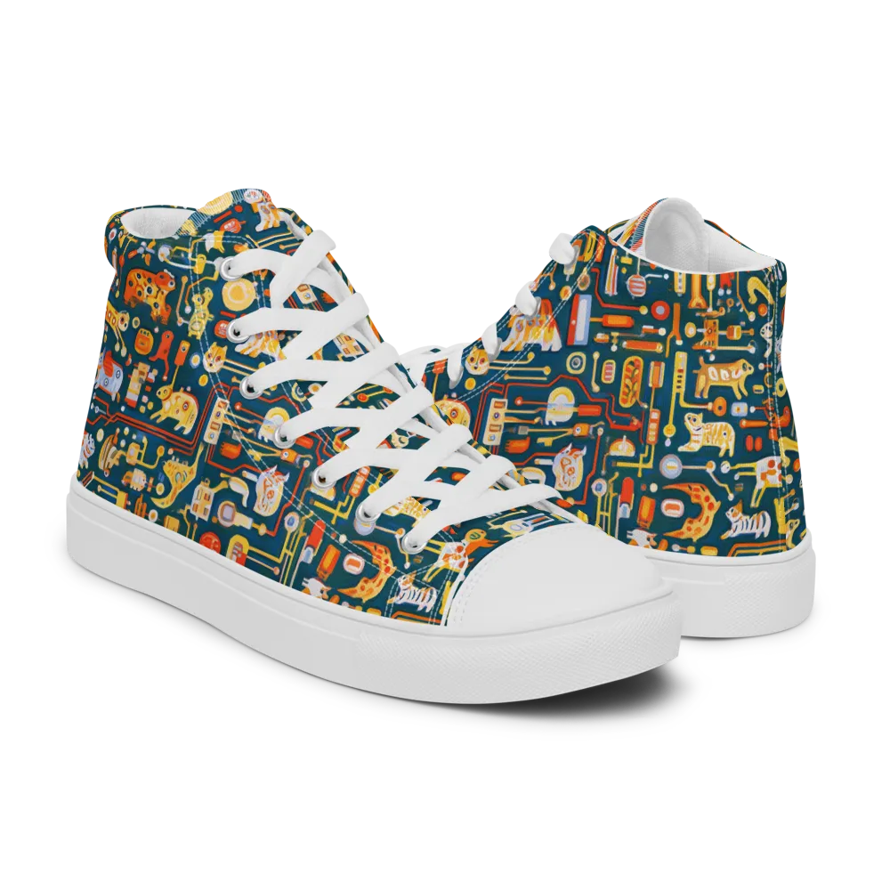 Circuit Critters on Men's High Top Canvas Shoes — Right