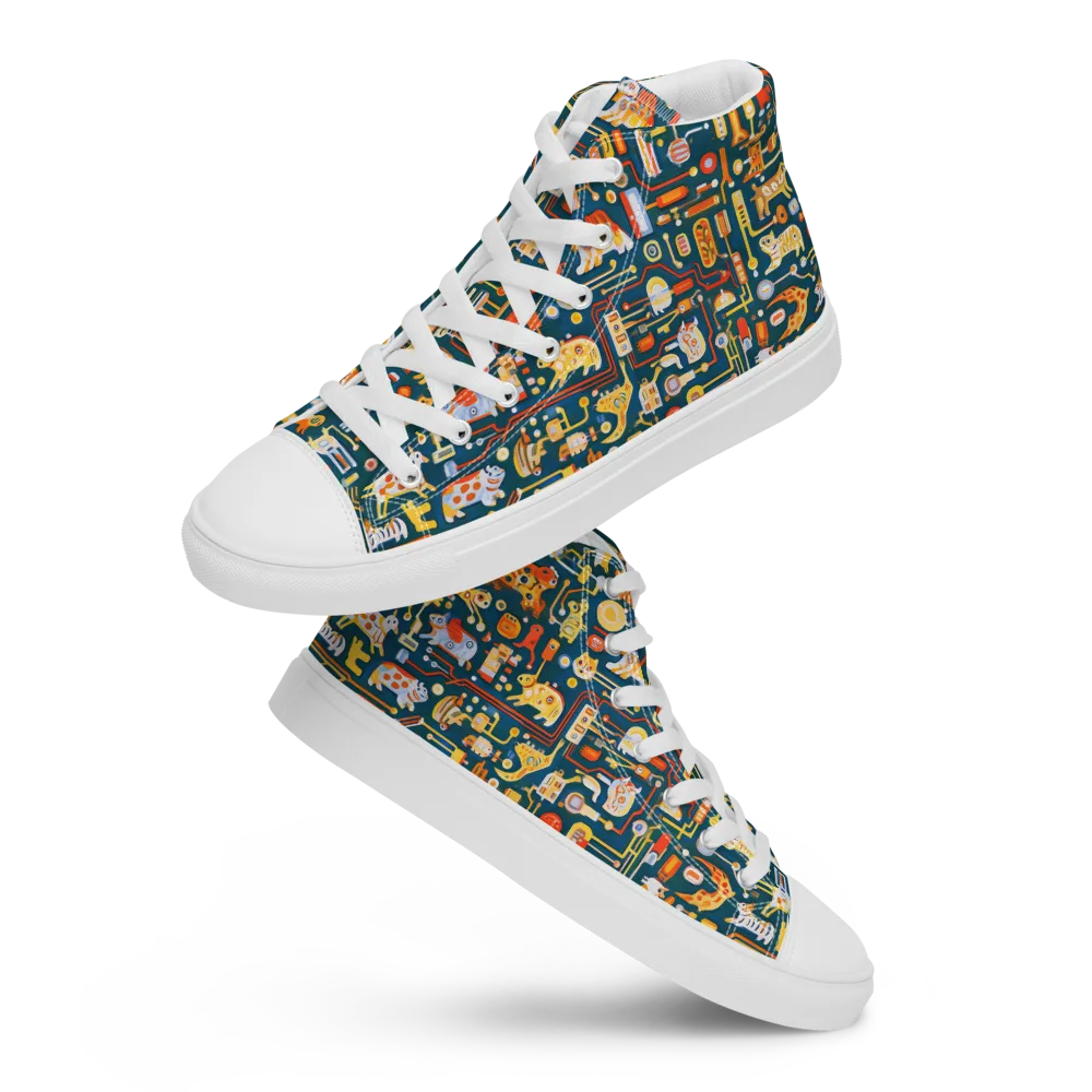 Circuit Critters on Men's High Top Canvas Shoes — Front