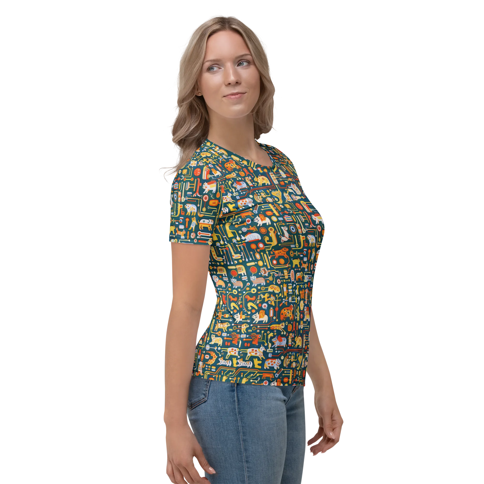 Circuit Critters on Women's Crew Neck T-Shirt — Right