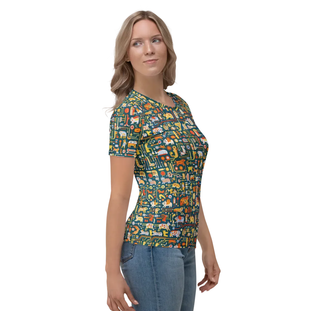 Circuit Critters on Women's Crew Neck T-Shirt — Right