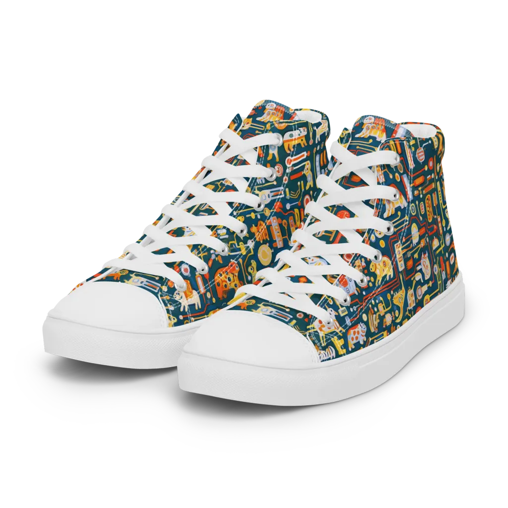 Circuit Critters on Women's High Top Canvas Shoes — Left Front
