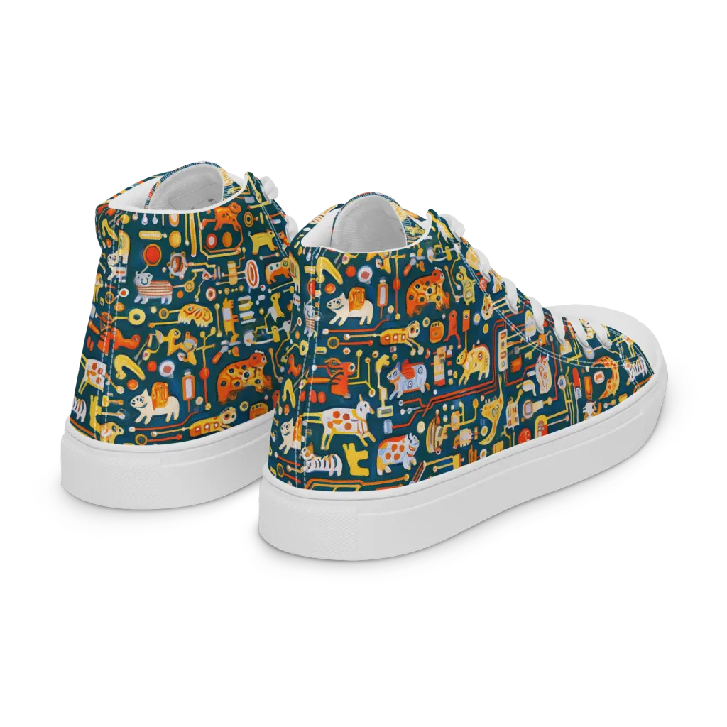 Circuit Critters on Women's High Top Canvas Shoes — Right Back