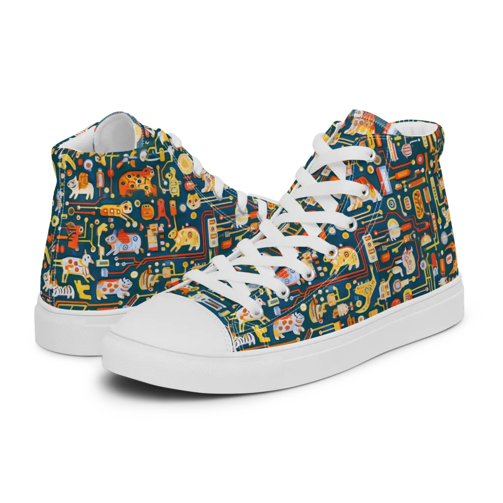 Circuit Critters on Women's High Top Canvas Shoes — Left