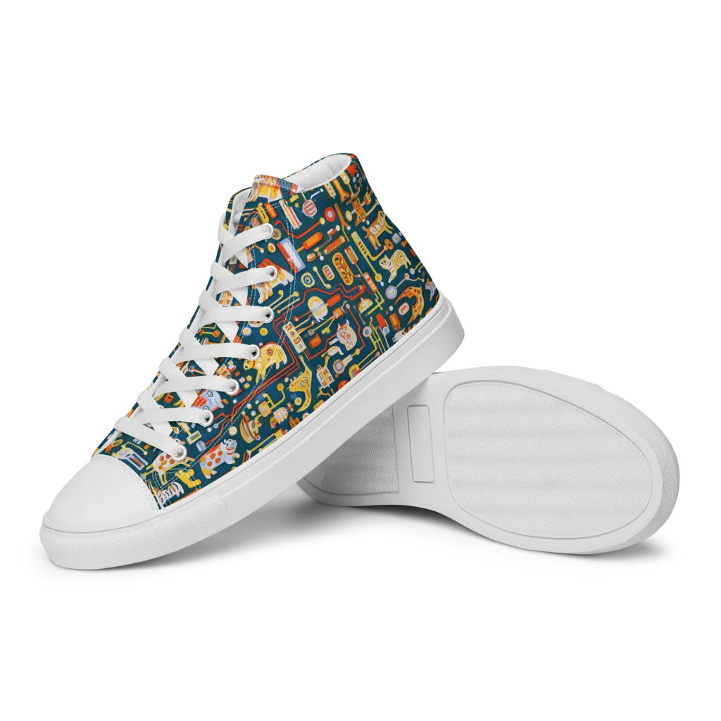 Circuit Critters on Women's High Top Canvas Shoes — Left