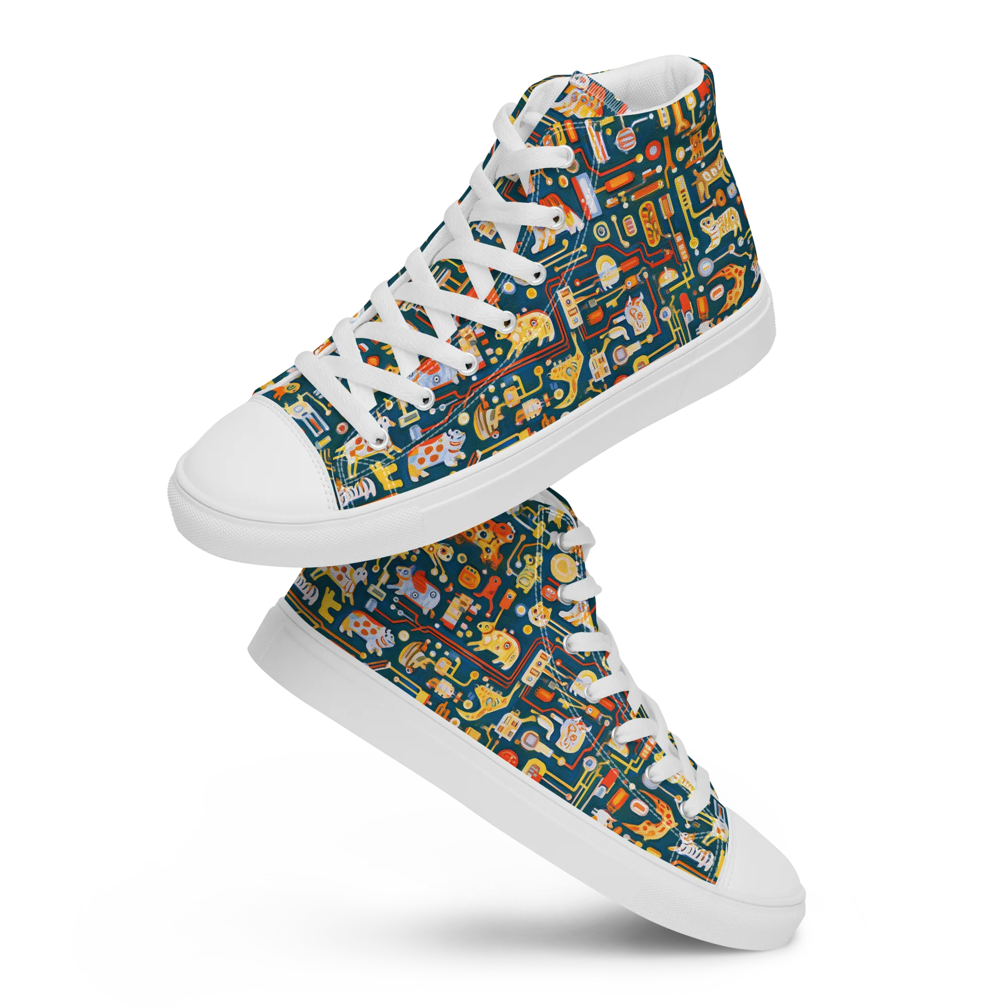 Circuit Critters on Women's High Top Canvas Shoes — Front