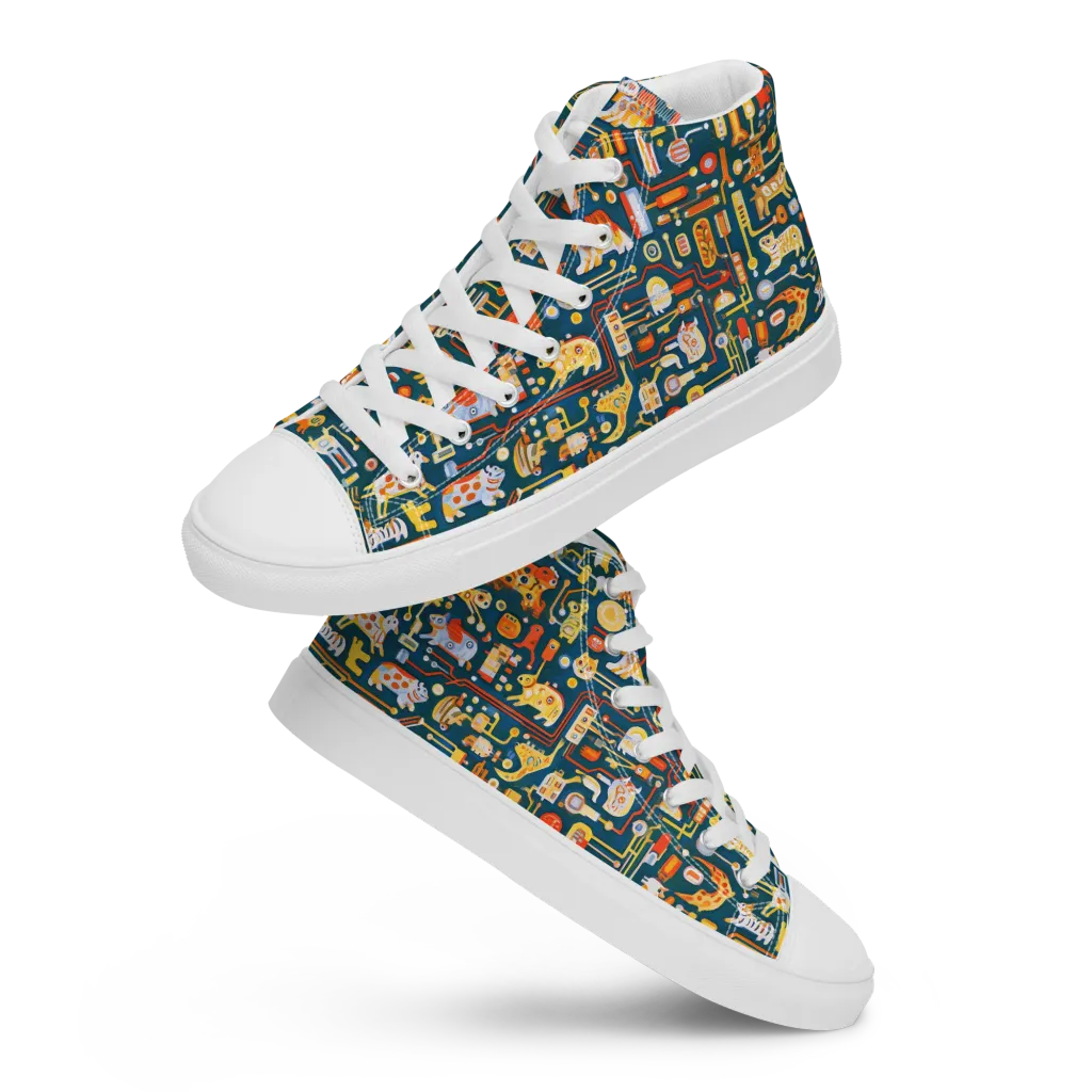 Circuit Critters on Women's High Top Canvas Shoes — Front
