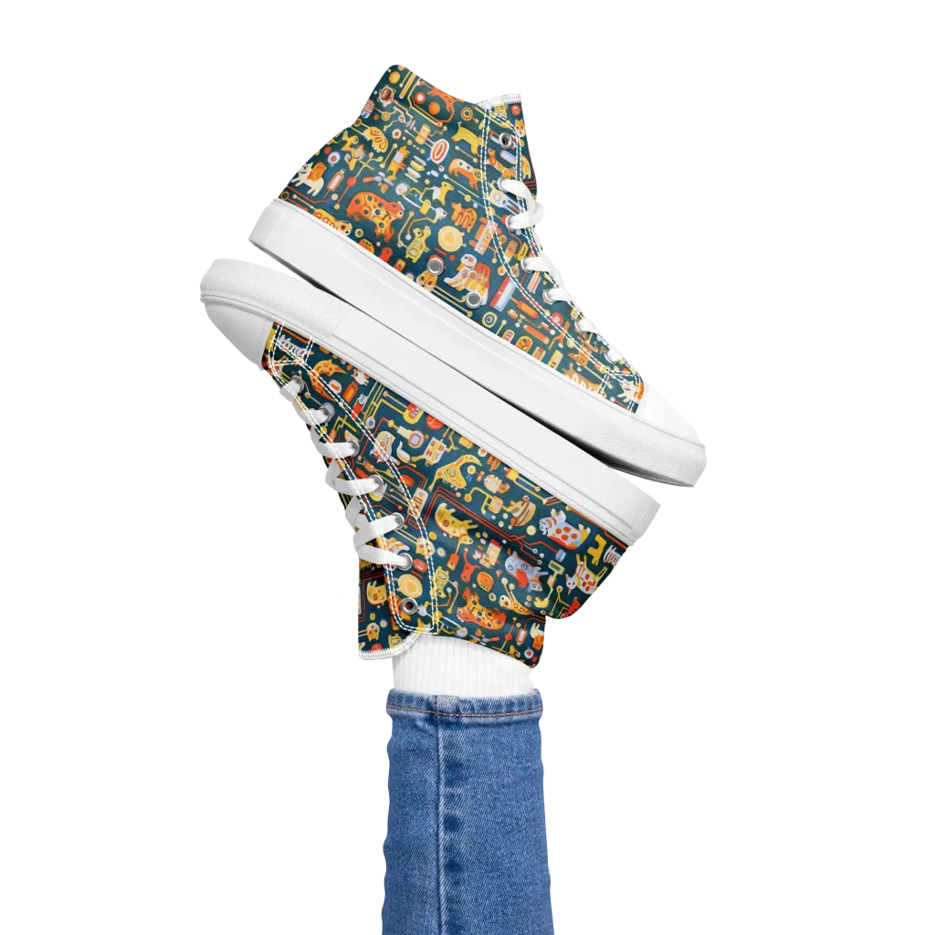 Circuit Critters on Women's High Top Canvas Shoes — Left