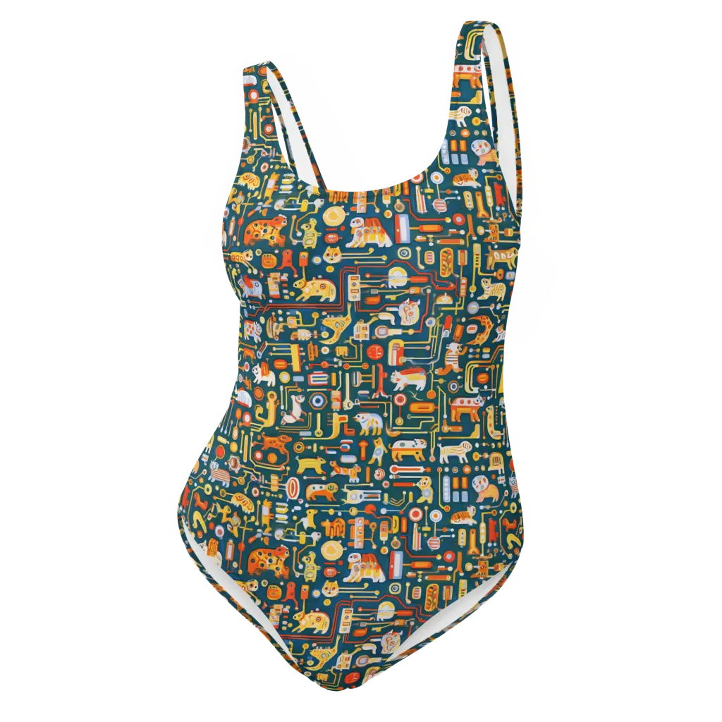 Circuit Critters on One-Piece Swimsuit — Front