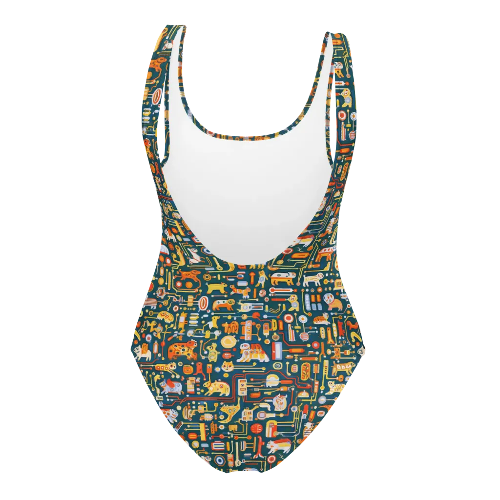 Circuit Critters on One-Piece Swimsuit — Back