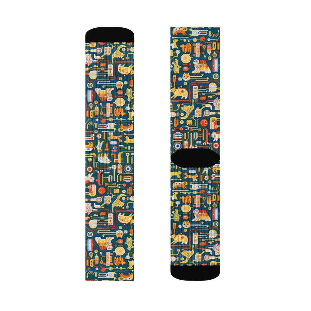 Circuit Critters on Socks — Left Sock
