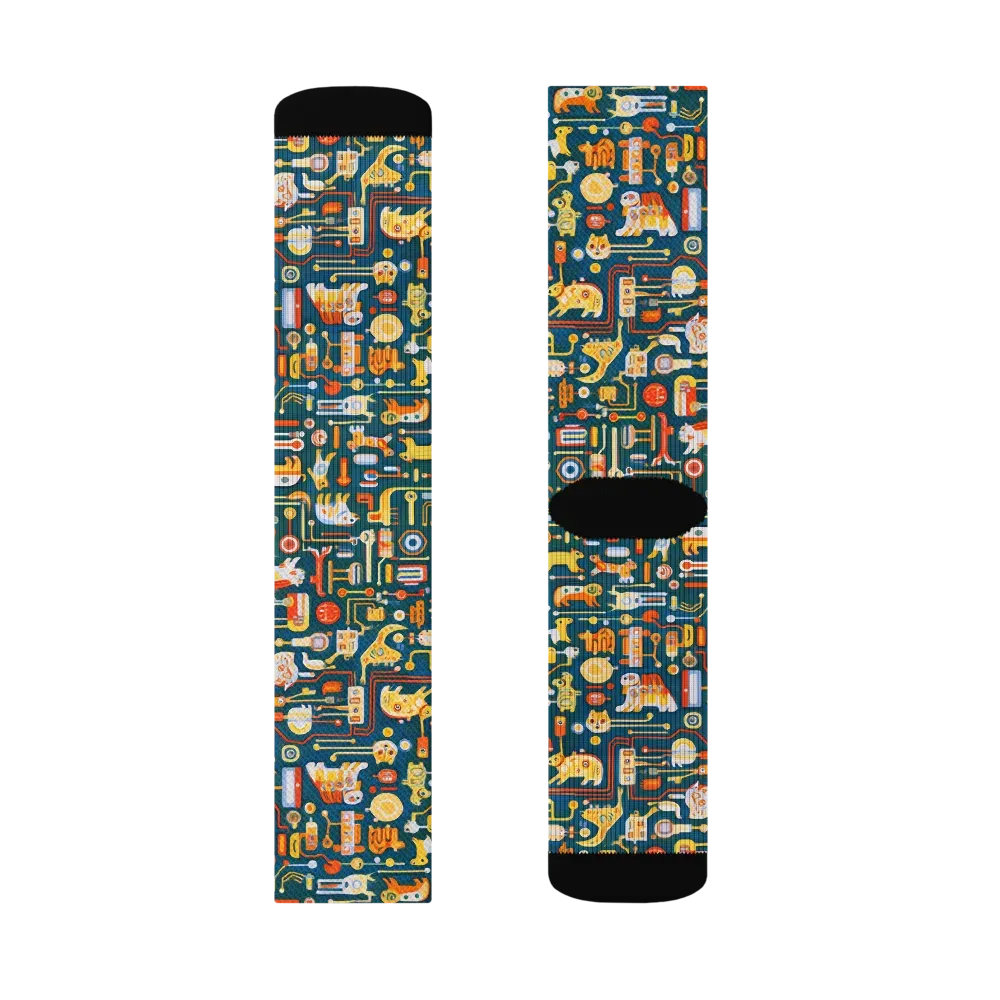 Circuit Critters on Socks — Right Sock