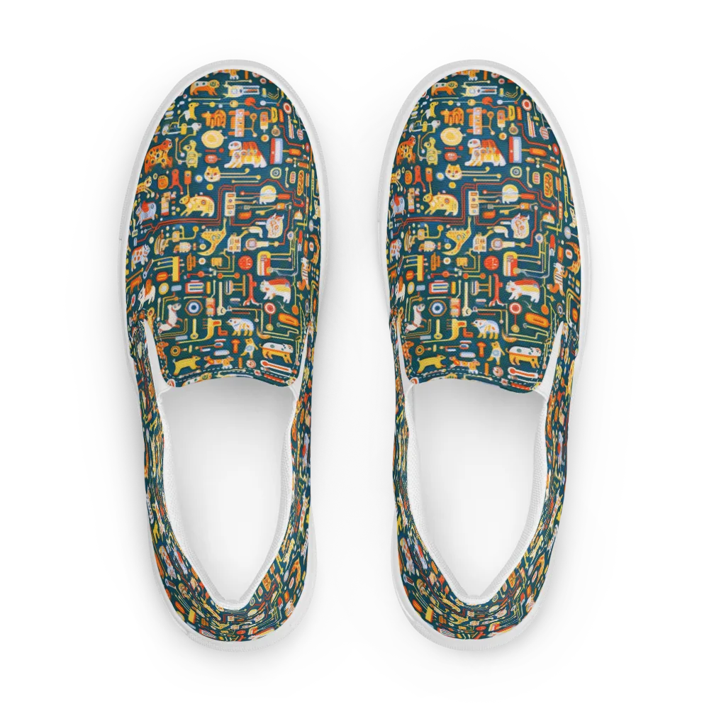 Circuit Critters on Women's Slip-On Canvas Shoes — Front