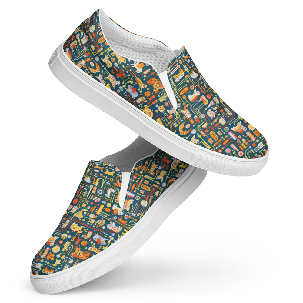 Circuit Critters on Women's Slip-On Canvas Shoes — Front