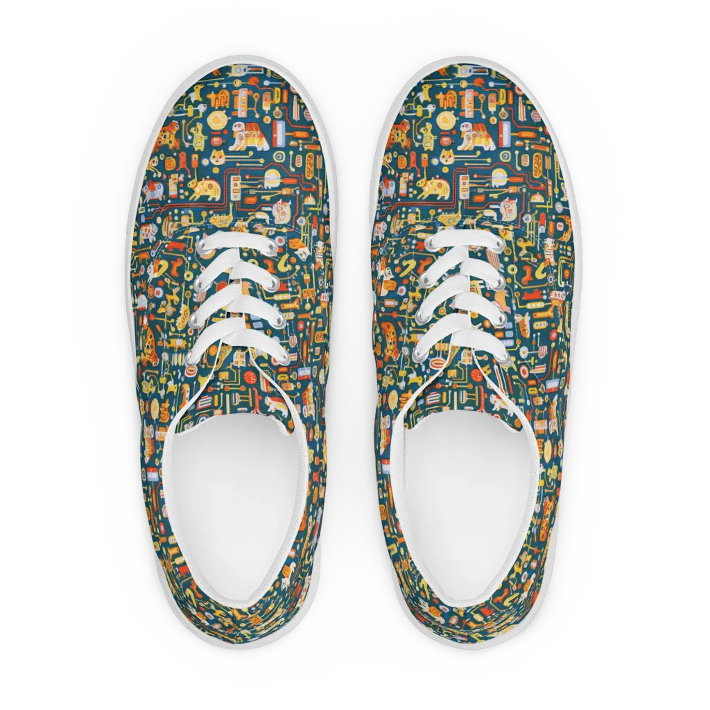 Circuit Critters on Men's Lace-Up Canvas Shoes — Front