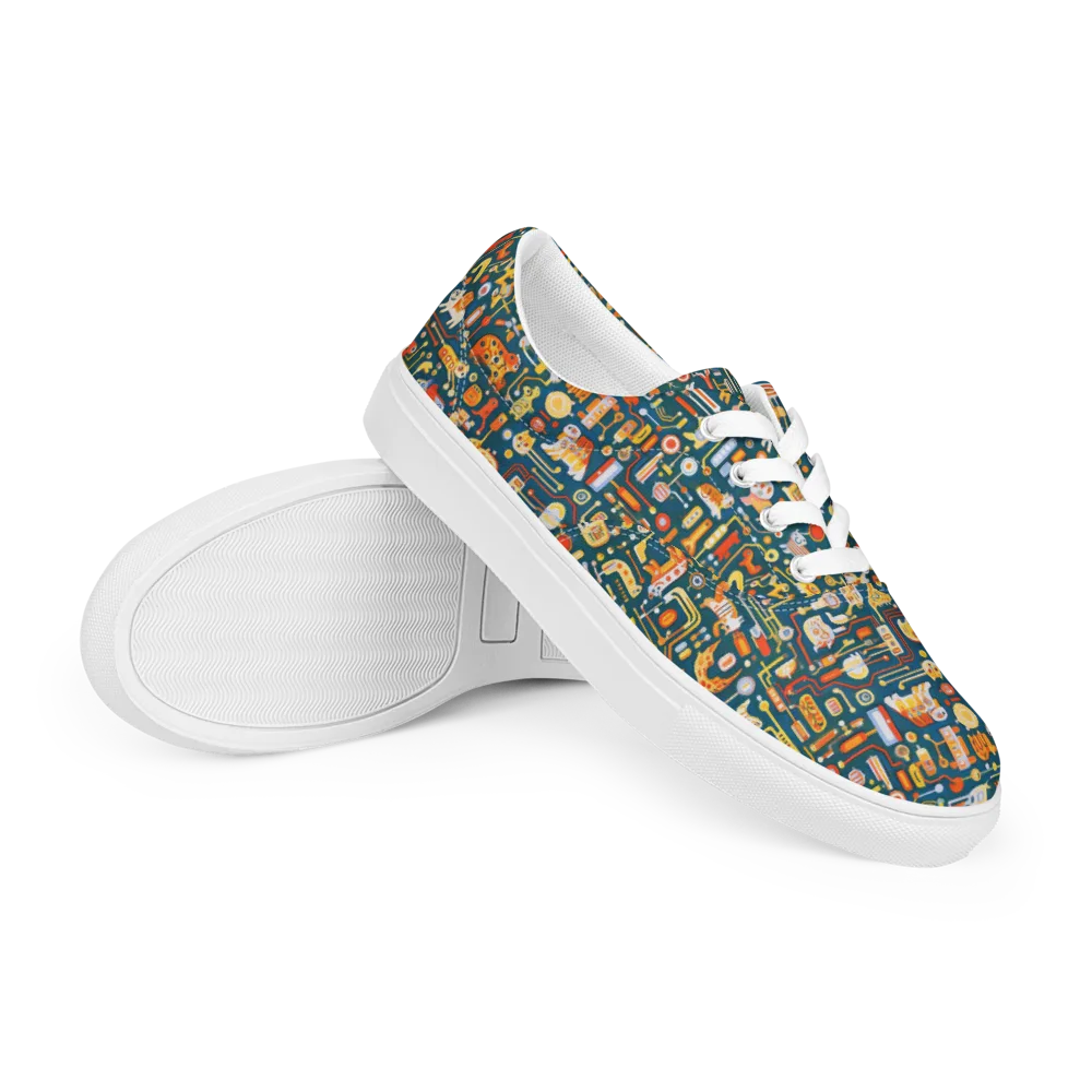 Circuit Critters on Men's Lace-Up Canvas Shoes — Right Front