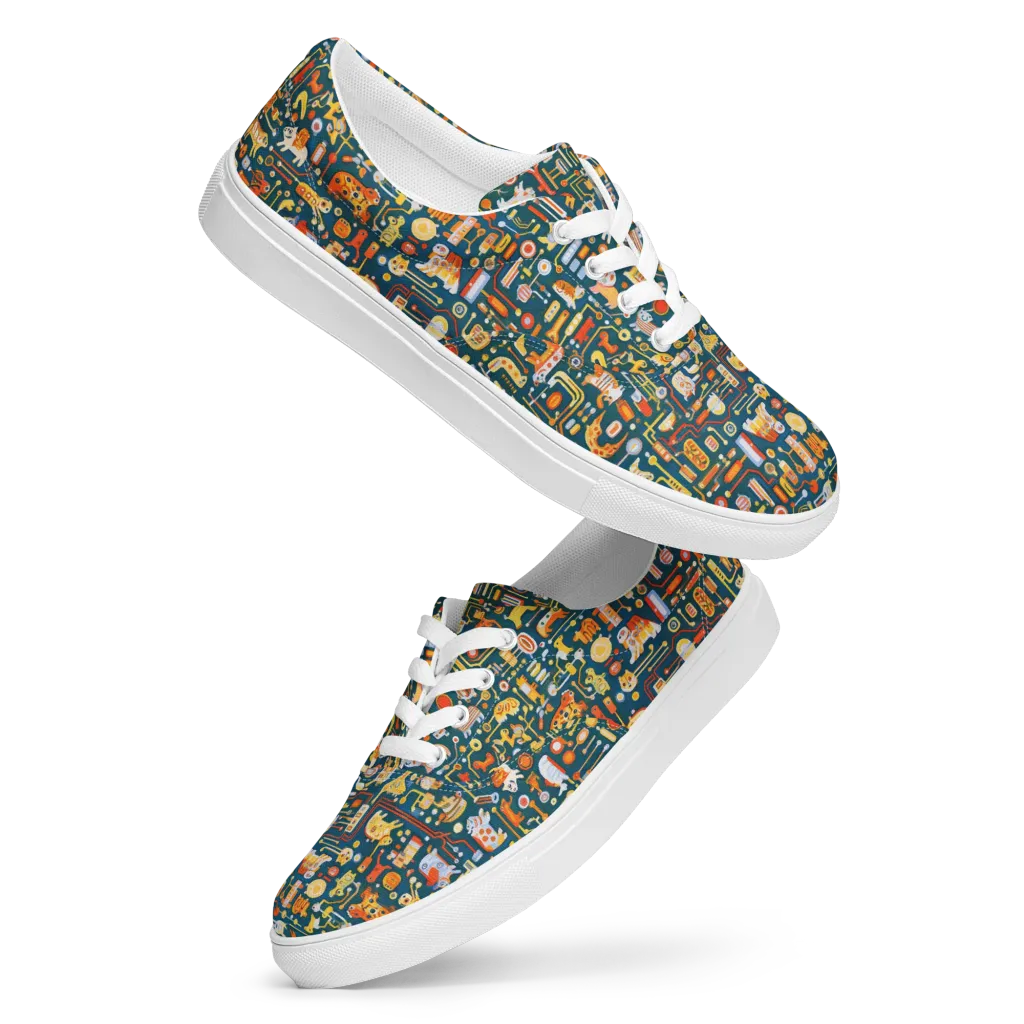 Circuit Critters on Men's Lace-Up Canvas Shoes — Front