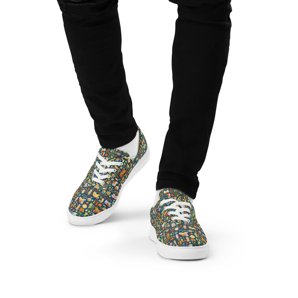 Circuit Critters on Men's Lace-Up Canvas Shoes — Front