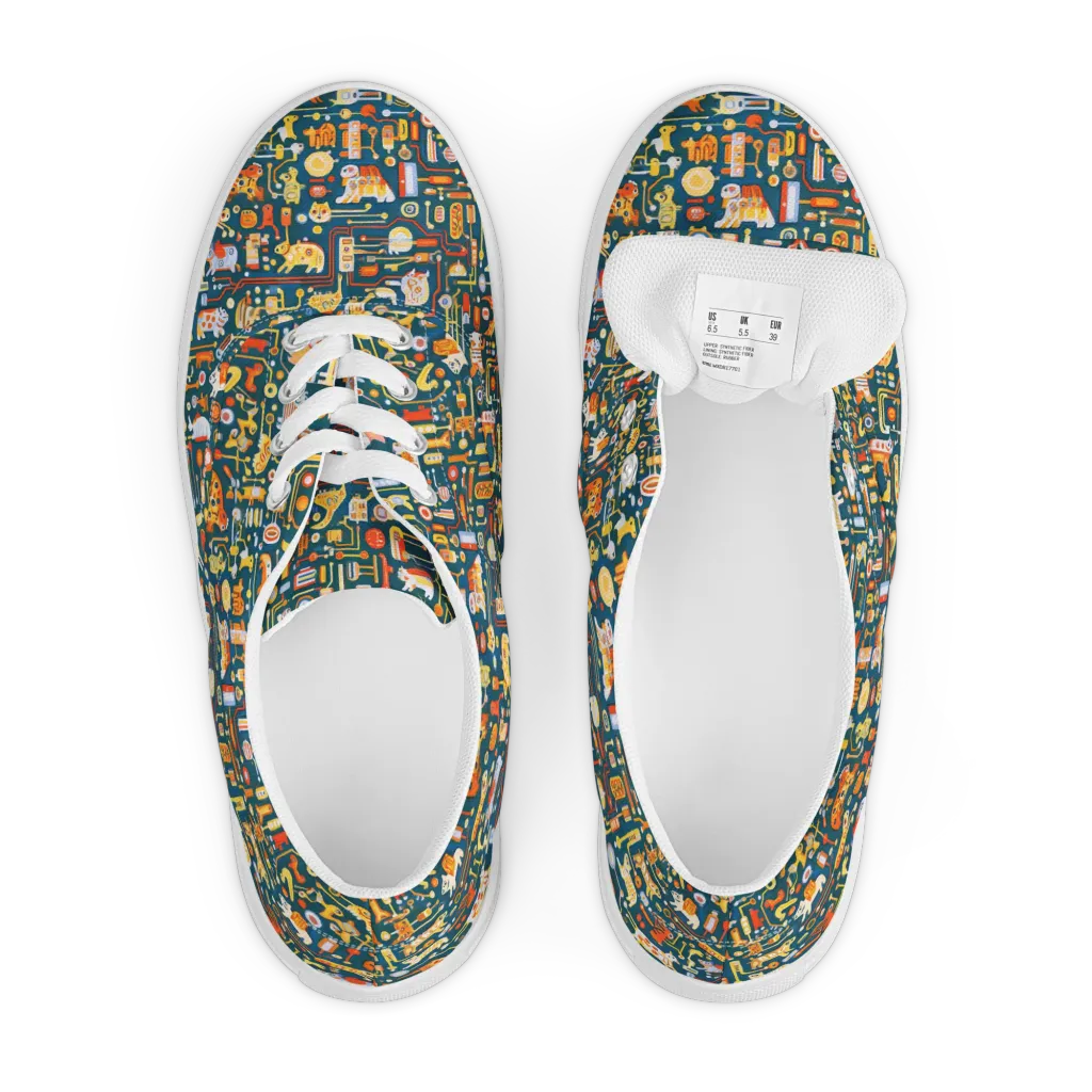 Circuit Critters on Men's Lace-Up Canvas Shoes — Front