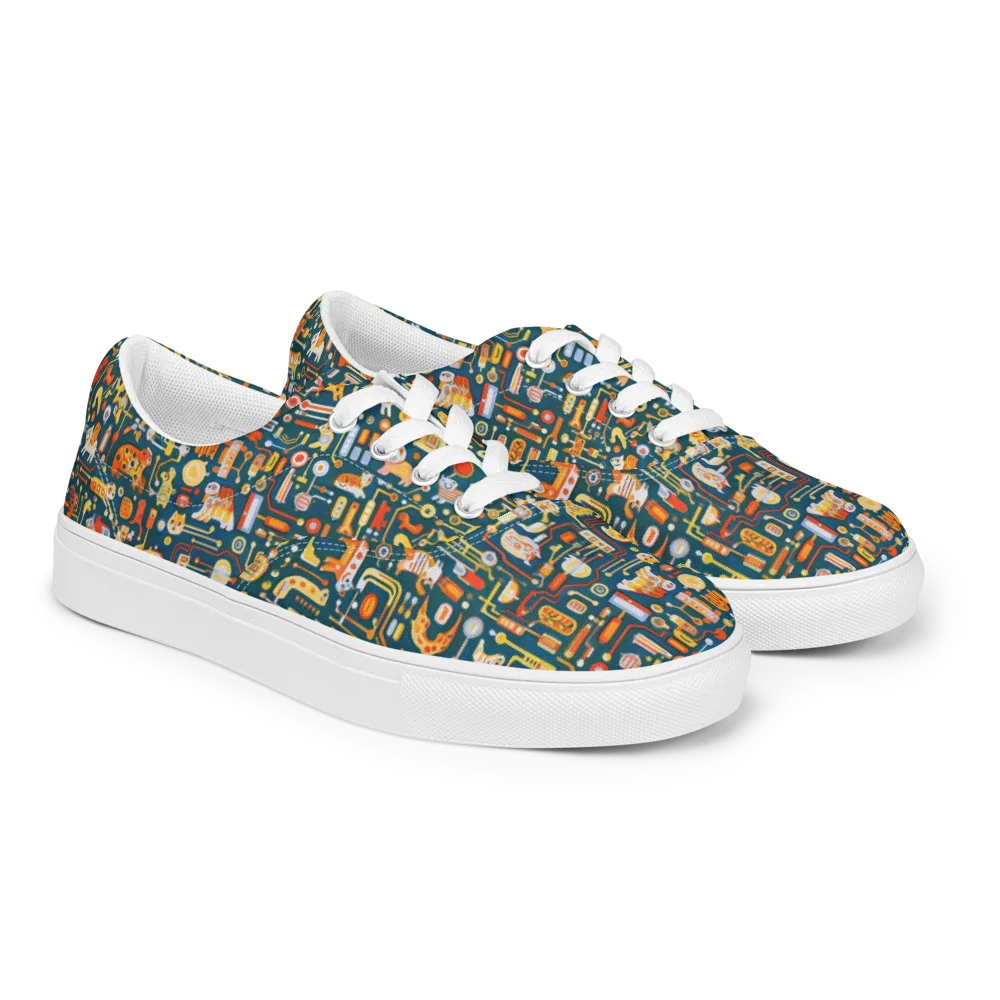 Circuit Critters on Men's Lace-Up Canvas Shoes — Right Front