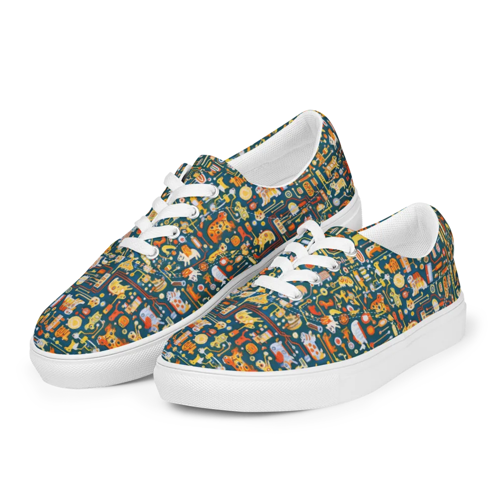 Circuit Critters on Men's Lace-Up Canvas Shoes — Left Front