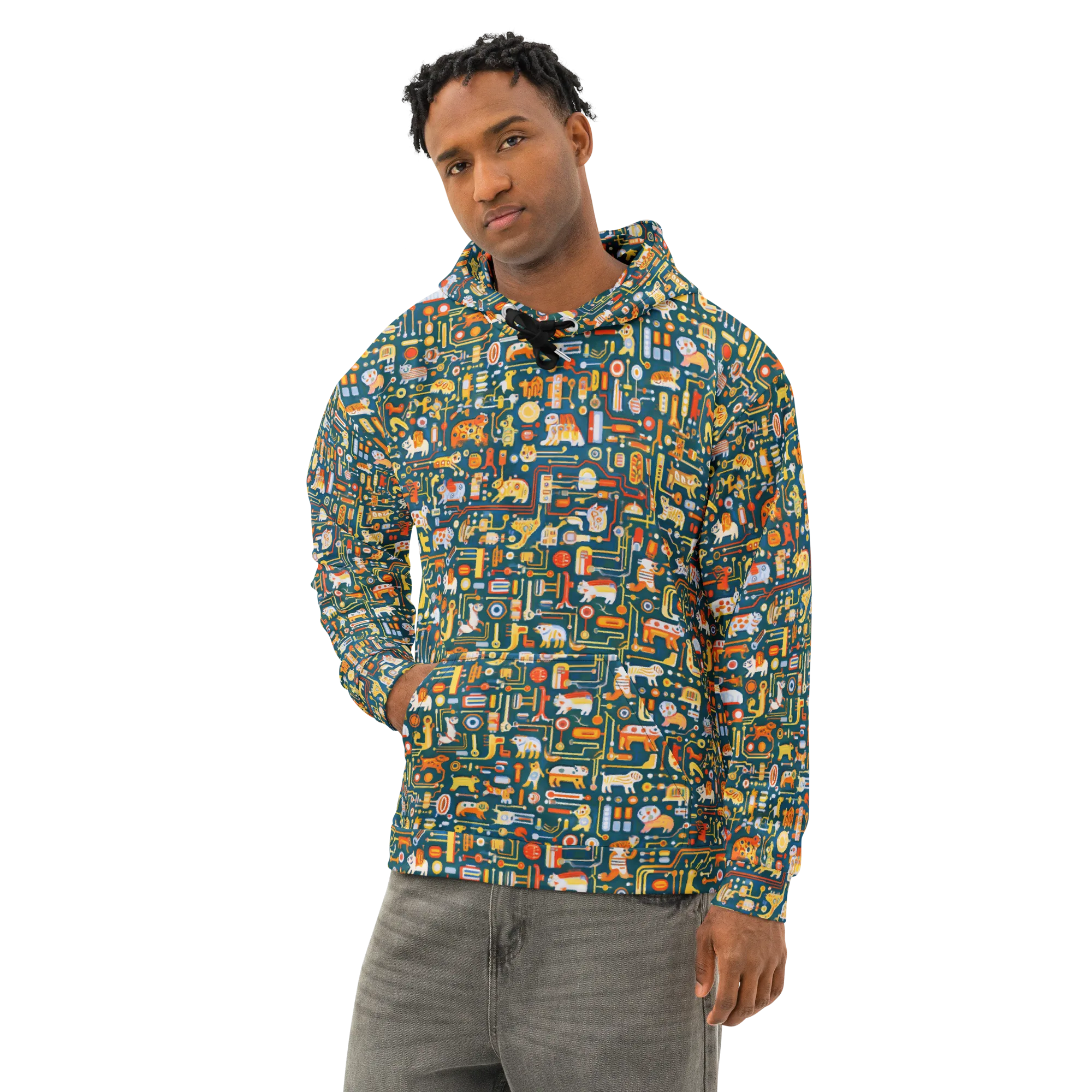Circuit Critters on Cotton Hoodie — Left Front