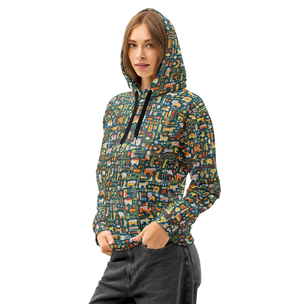 Circuit Critters on Cotton Hoodie — Left Front