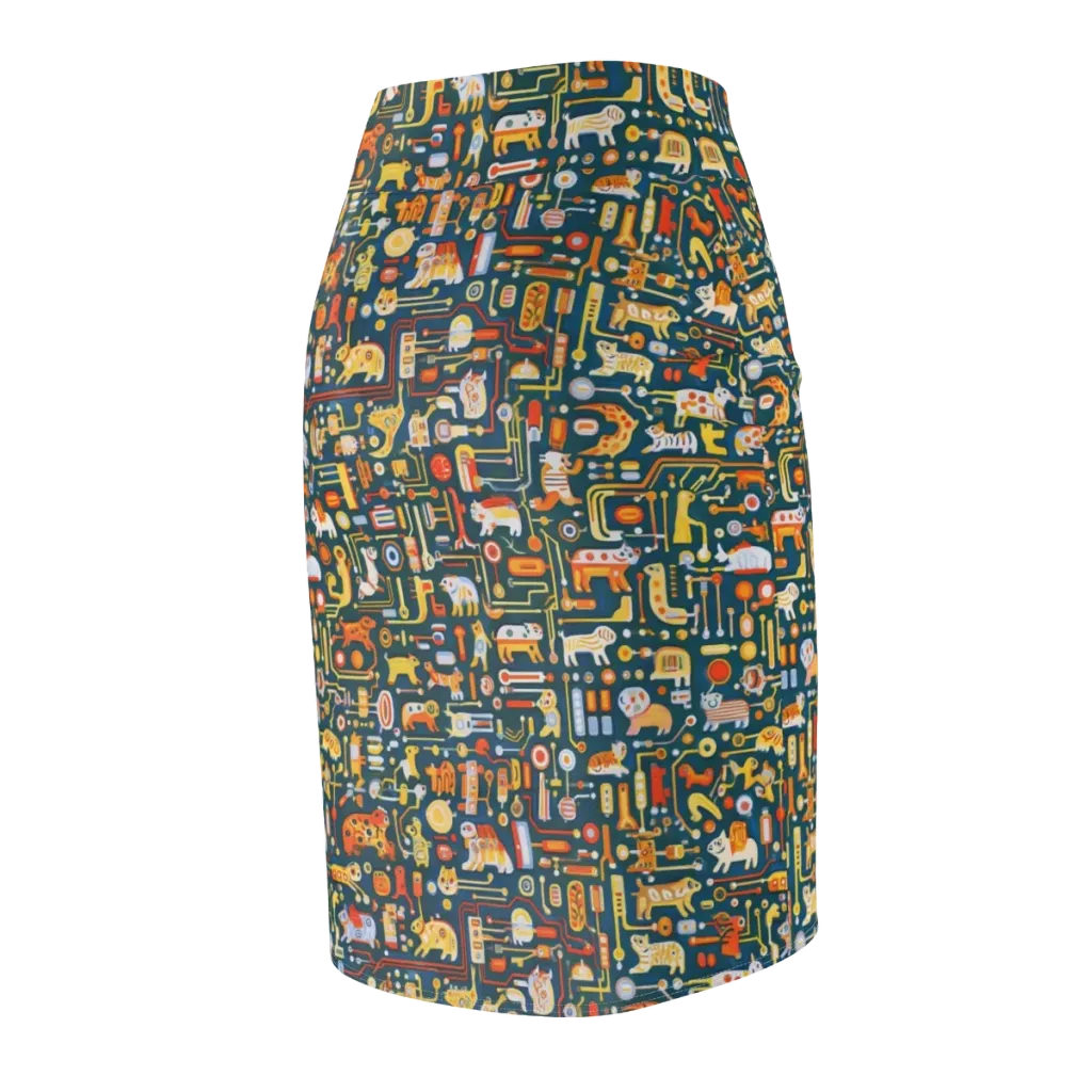 Circuit Critters on Pencil Skirt — Back Side