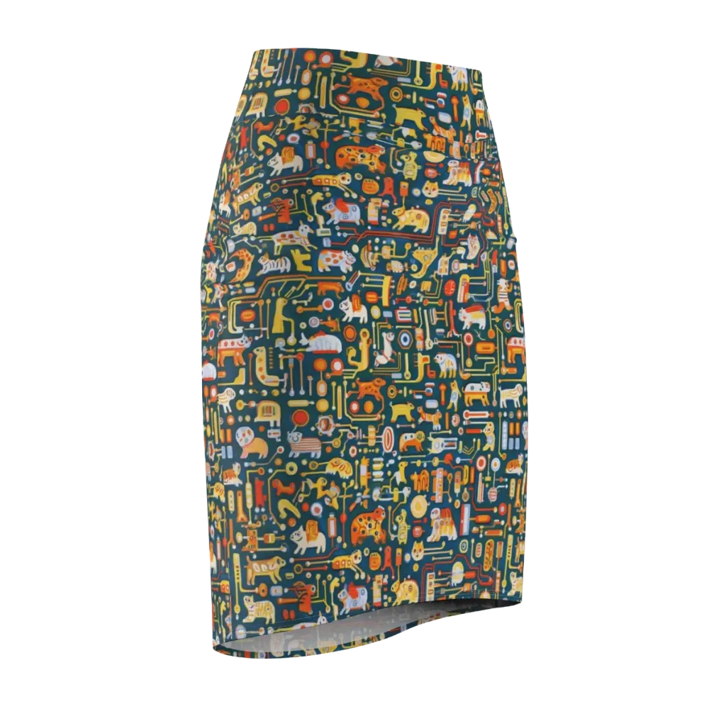 Circuit Critters on Pencil Skirt — Front Side