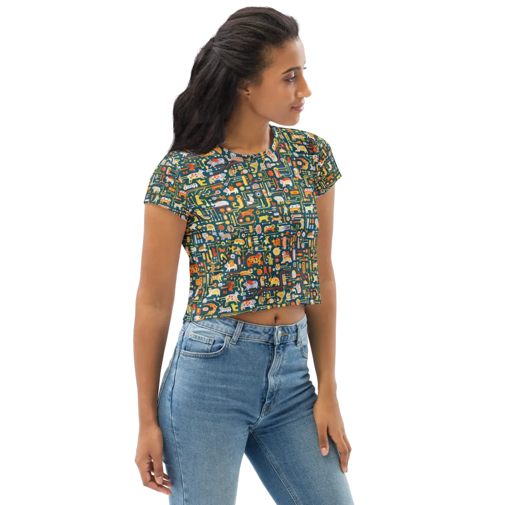 Circuit Critters on Crop Tee — Right Front