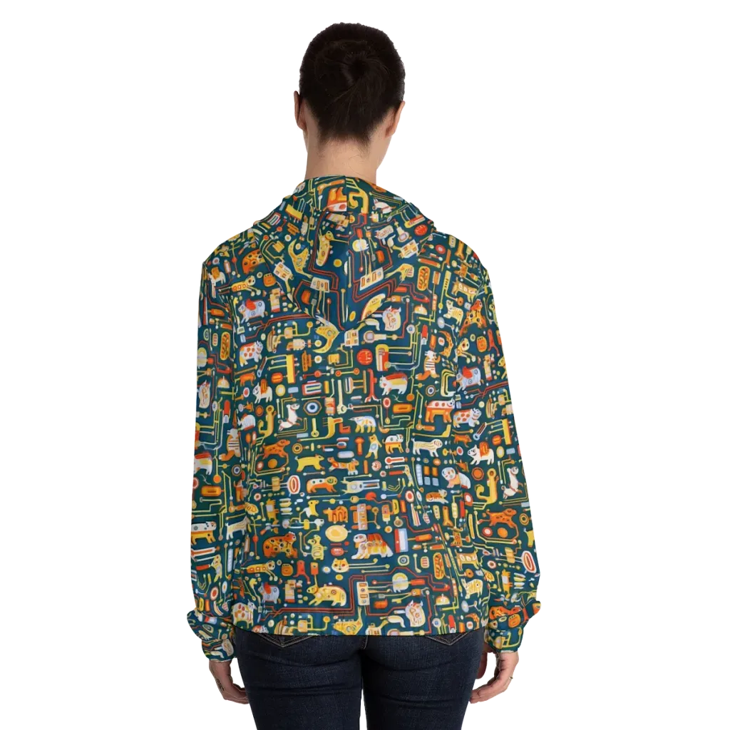 Circuit Critters on Women's Full-Zip Hoodie — Back On Person