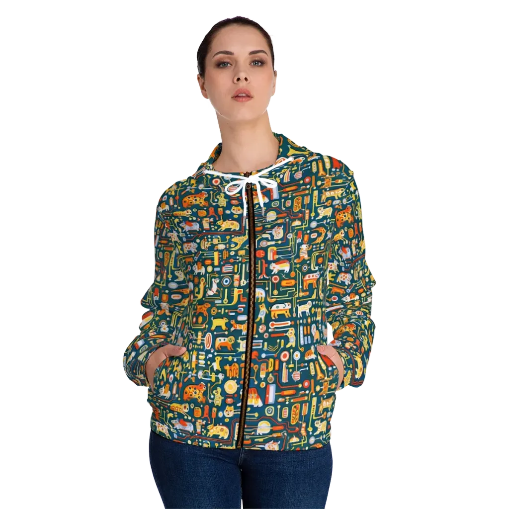 Circuit Critters on Women's Full-Zip Hoodie — Front On Person