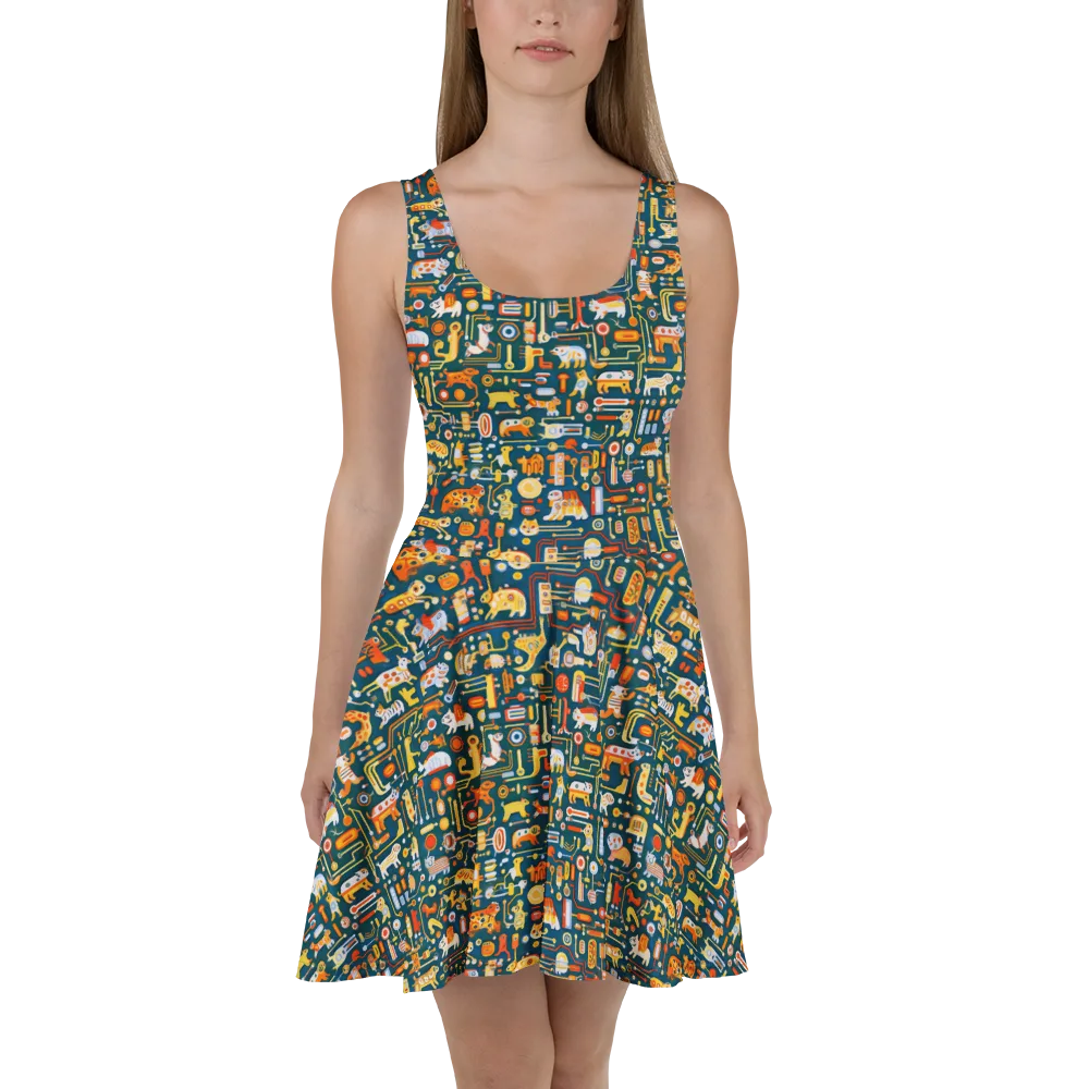 Circuit Critters on Skater Dress — Front