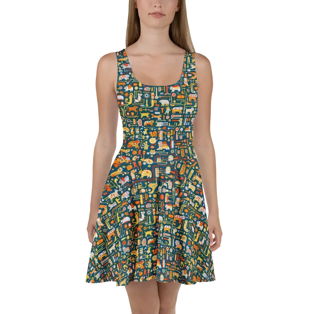 Circuit Critters on Skater Dress — Front