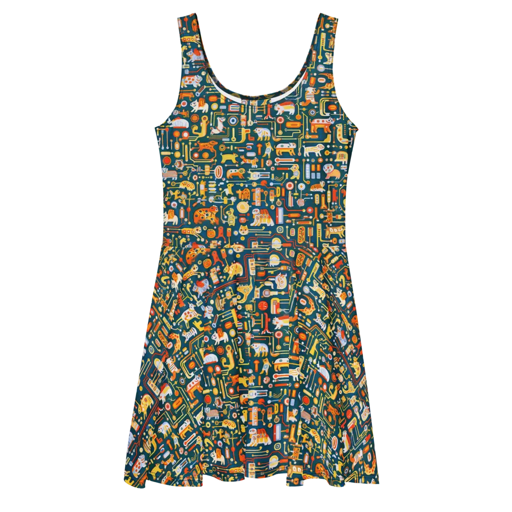 Circuit Critters on Skater Dress — Front