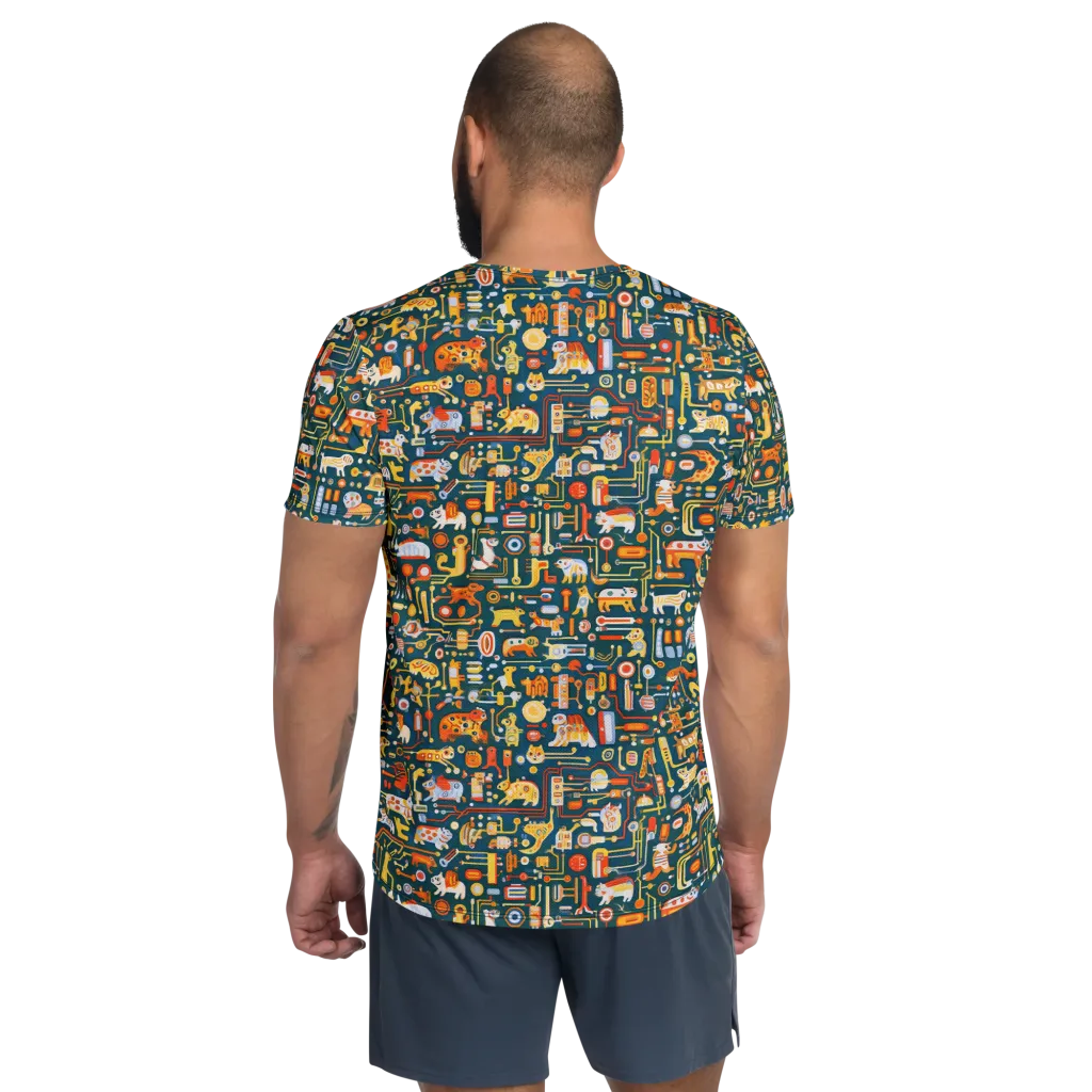 Circuit Critters on Men's Athletic T-Shirt — Back