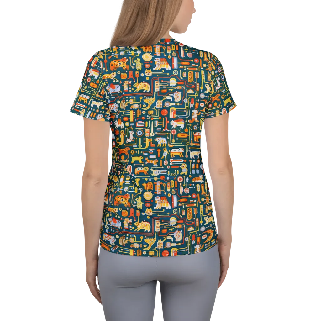 Circuit Critters on Women's Athletic T-Shirt — Back